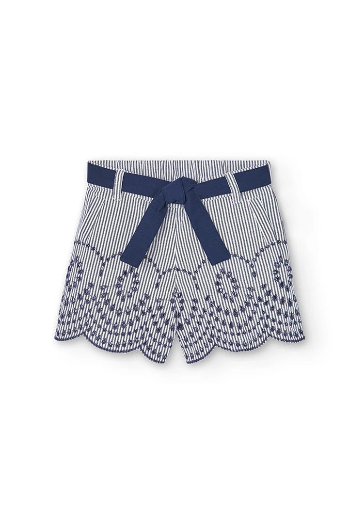 Short en popeline rayée pour fille
