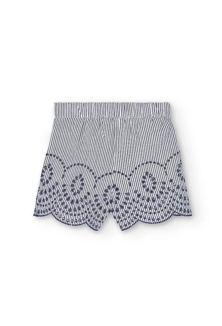 Short en popeline rayée pour fille