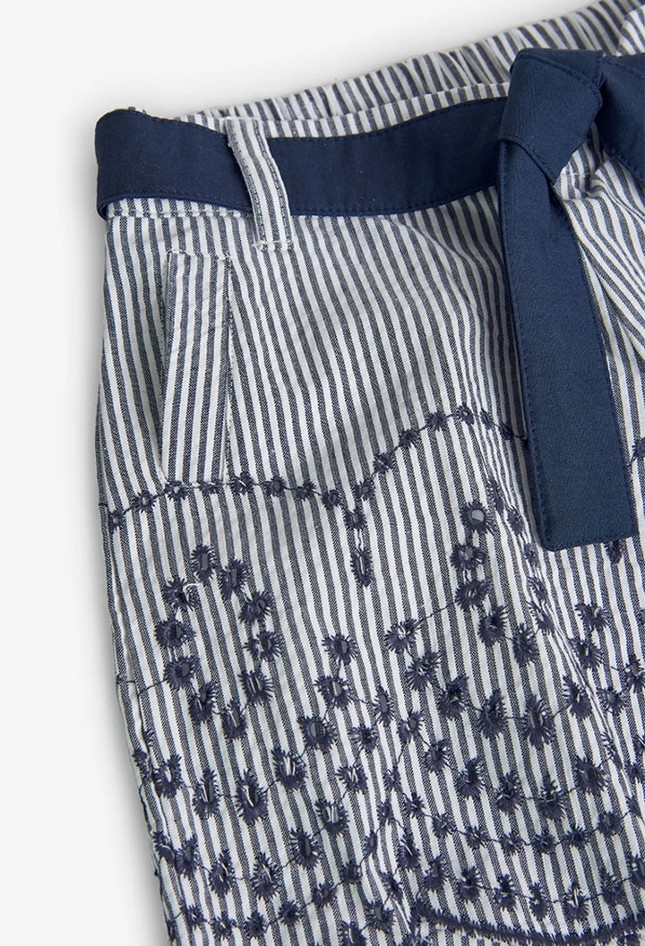 Short en popeline rayée pour fille