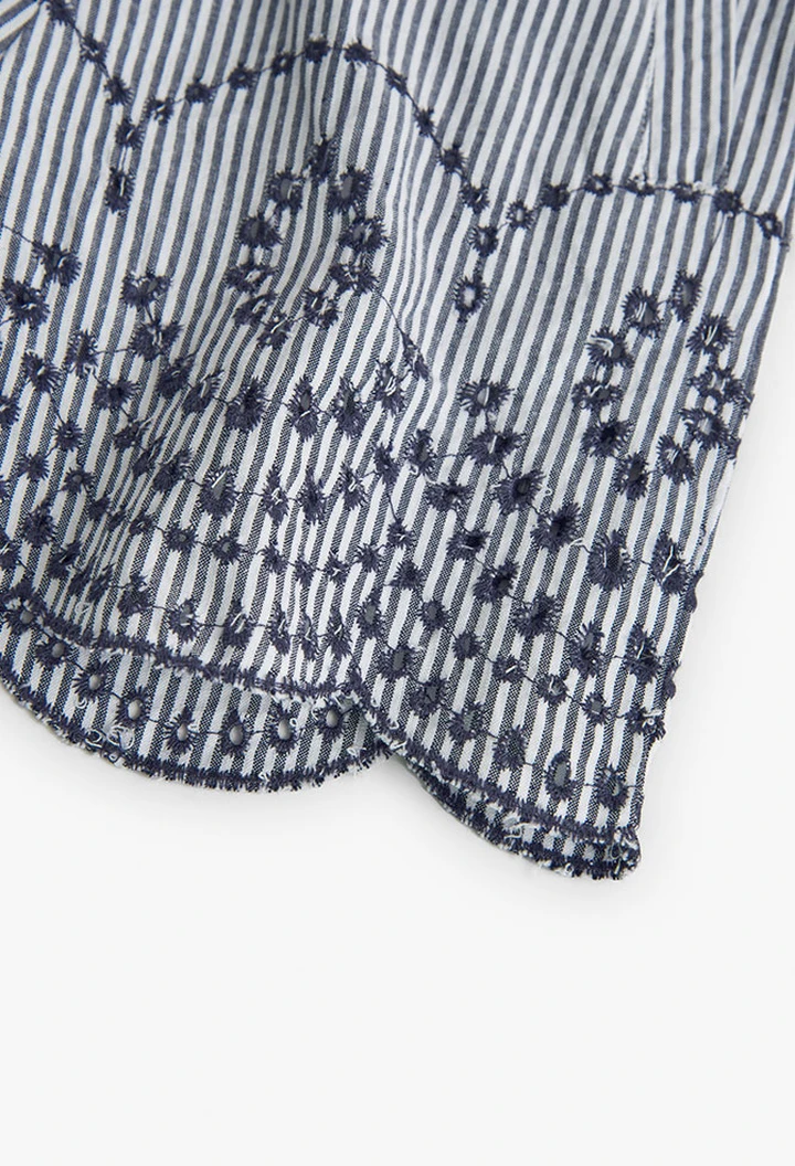 Short en popeline rayée pour fille