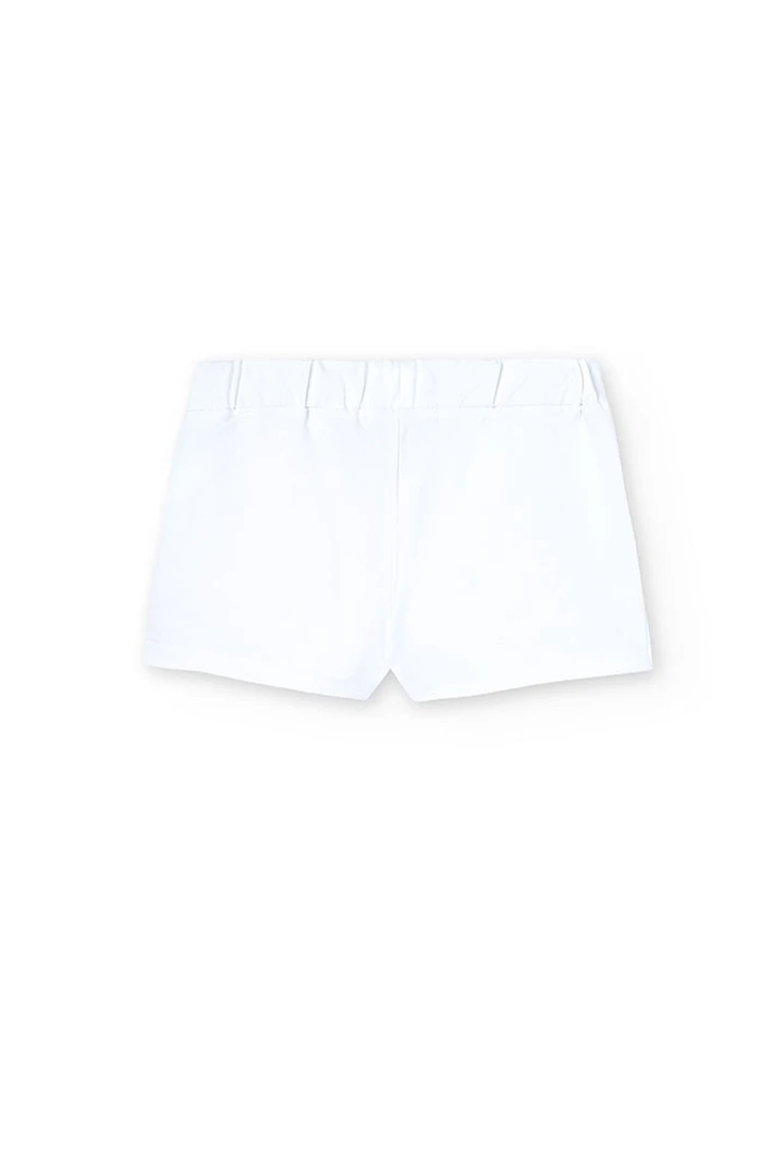 Short molleton élastique blanc pour fille