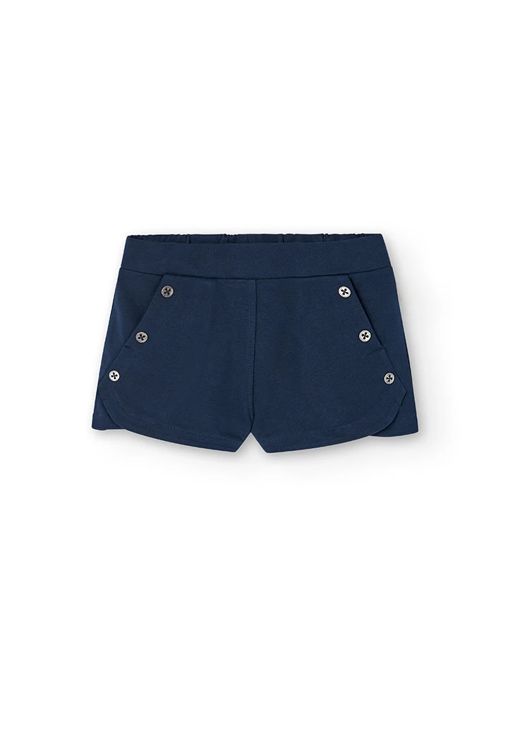 Fleece-Shorts Stretch, für Mädchen, in Farbe Marineblau