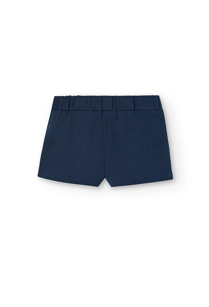 Short molleton élastique pour fille en bleu marine