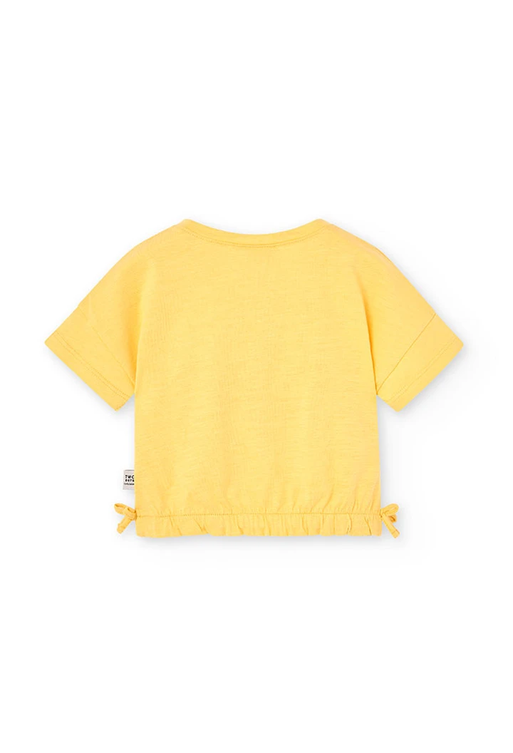 T-shirt tricoté flammé pour fille en jaune