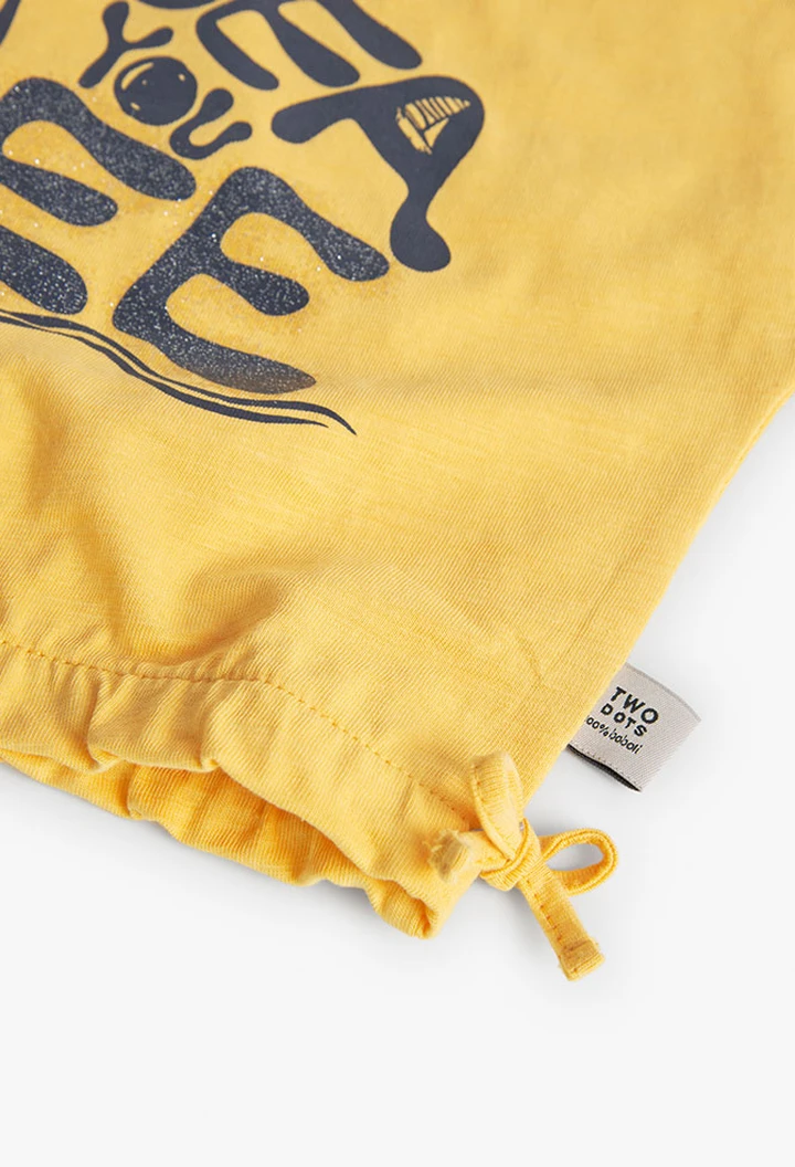 T-shirt tricoté flammé pour fille en jaune