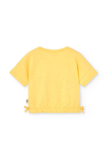 Girl's yellow slub knit t-shirt