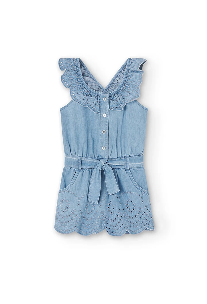Combinaison fille en denim couleur délavée
