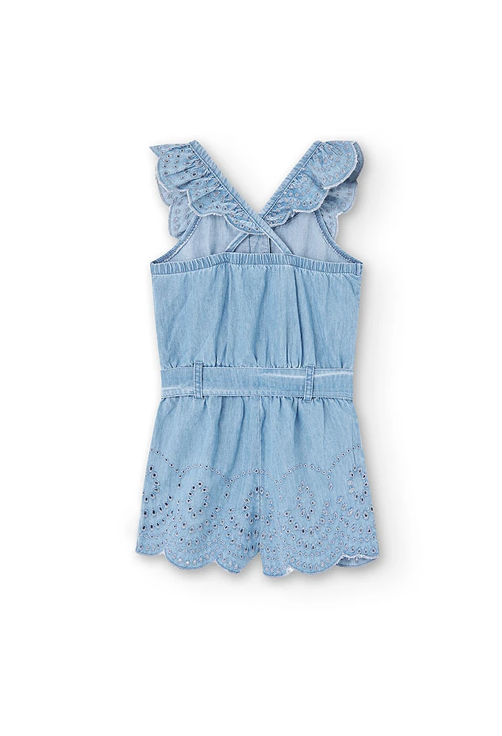Combinaison fille en denim couleur délavée