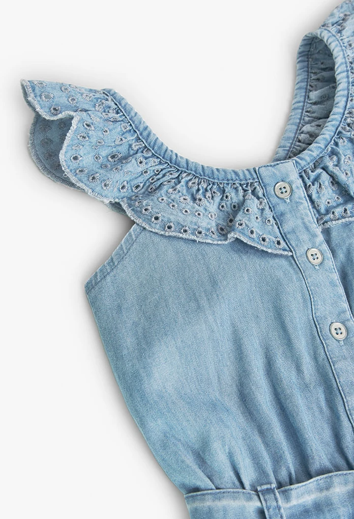 Combinaison fille en denim couleur délavée