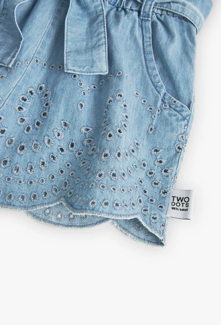 Combinaison fille en denim couleur délavée