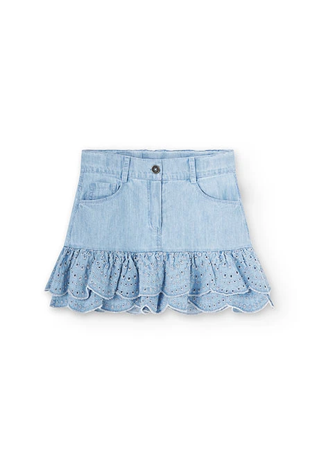 Girl's ruffled denim skirt