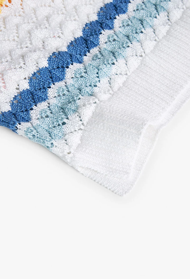 Pull tricoté rayé blanc pour bébé fille