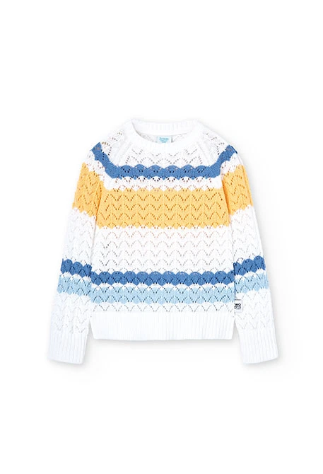 Maglia in tricot a strisce bianca da bambina