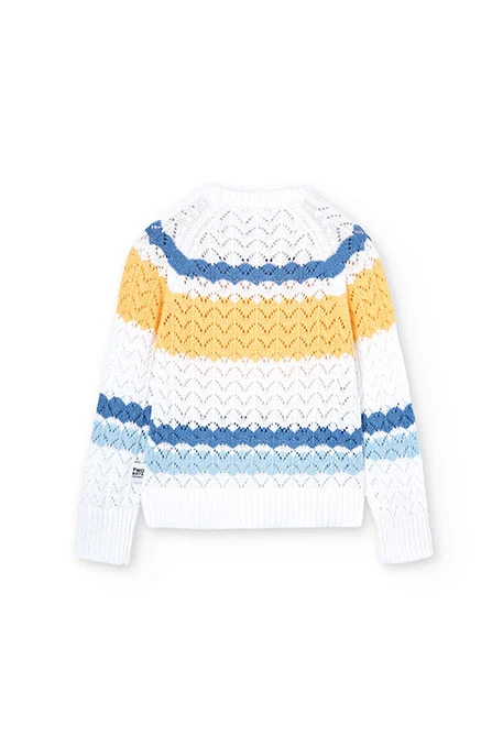 Girl's white striped knit jumper