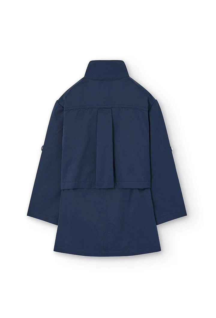 Gabardine en tissu technique pour fille, bleu marine