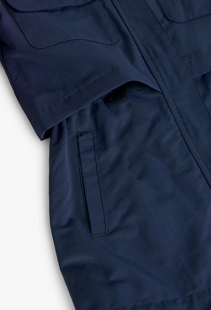 Gabardine en tissu technique pour fille, bleu marine