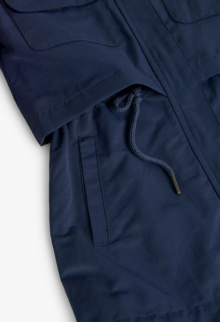 Gabardine en tissu technique pour fille, bleu marine