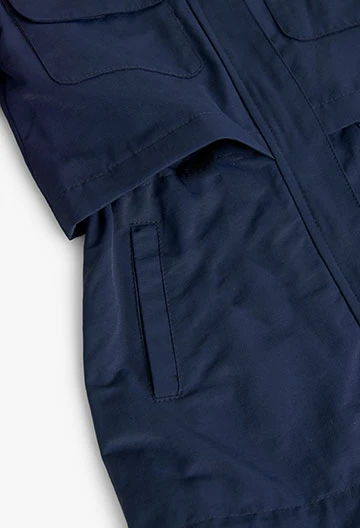 Trenchcoat aus technischem Stoff für Mädchen in Farbe Marineblau