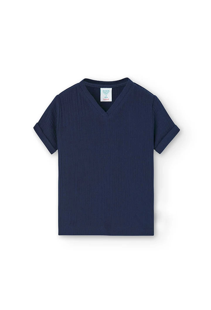 Blouse en tissu fantaisie bleu marine pour bébé fille