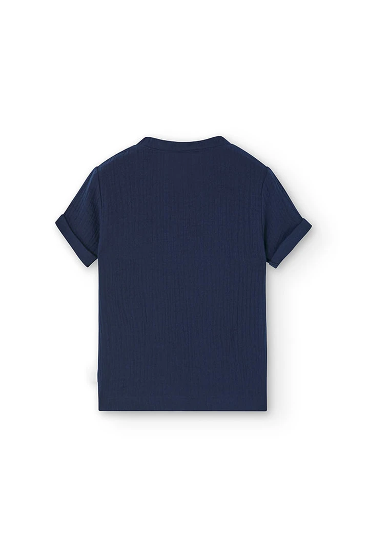 Blouse en tissu fantaisie bleu marine pour bébé fille
