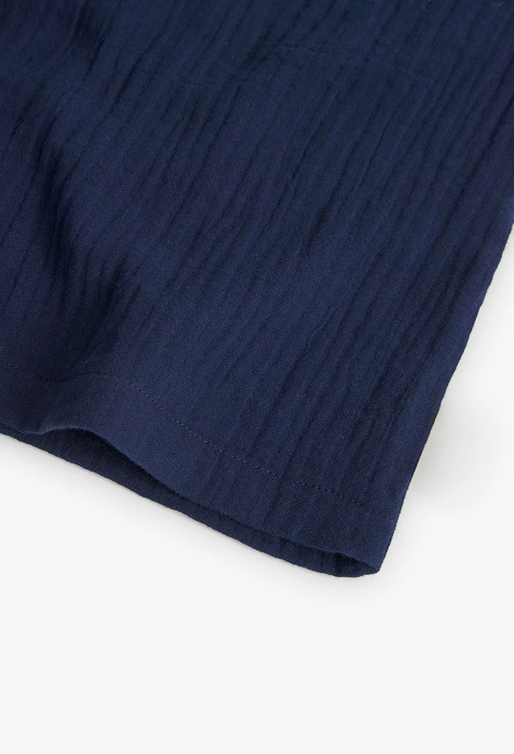 Bluse aus Fantasiestoff für Mädchen in Farbe Marineblau