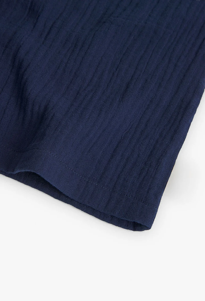 Blouse en tissu fantaisie bleu marine pour bébé fille