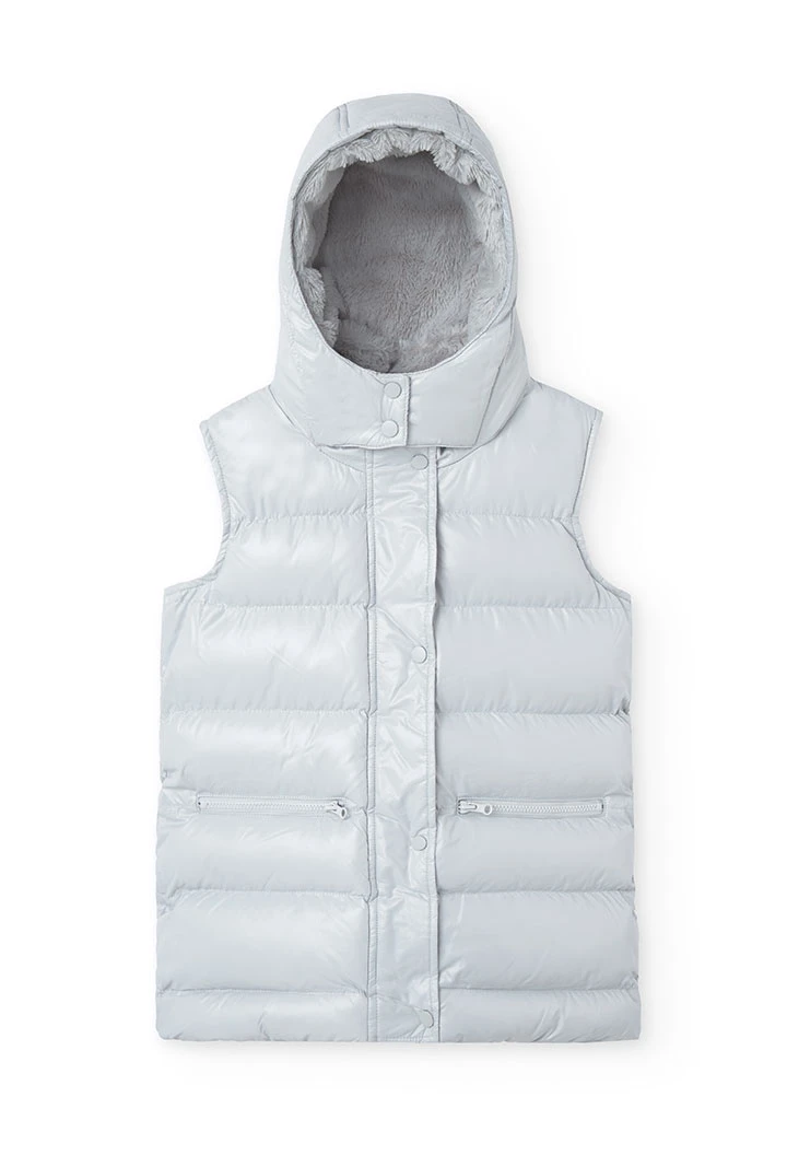 Gilet da bambina in grigio perla