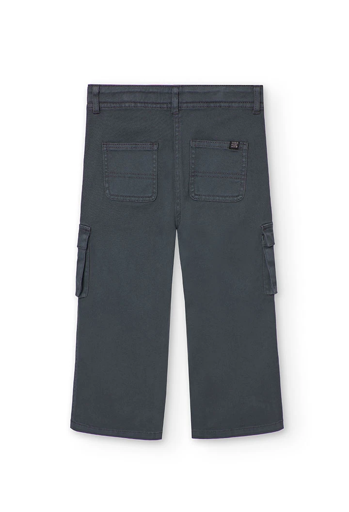 Pantalon en sergé pour fille en gris foncé