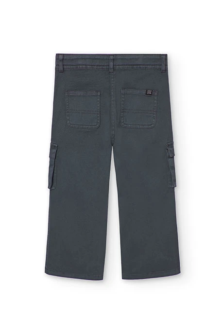 Pantalon en sergé pour fille en gris foncé