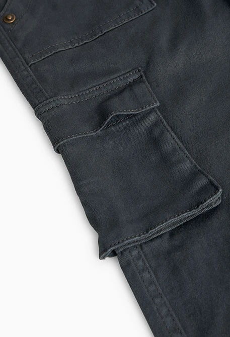 Dark grey twill trousers for girls