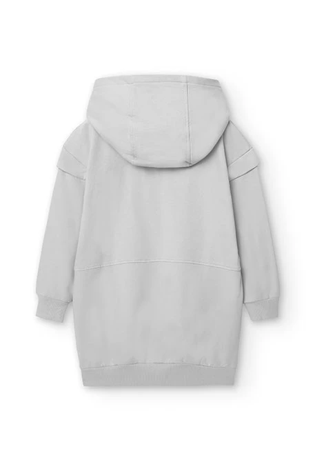 Robe à capuche en molleton gris clair pour fille