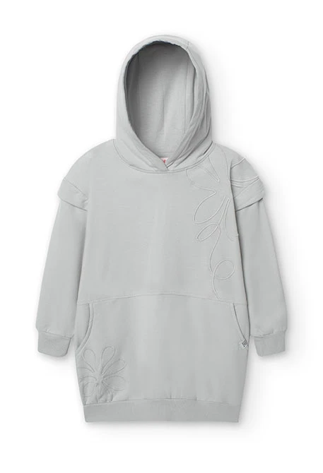 Robe à capuche en molleton gris clair pour fille