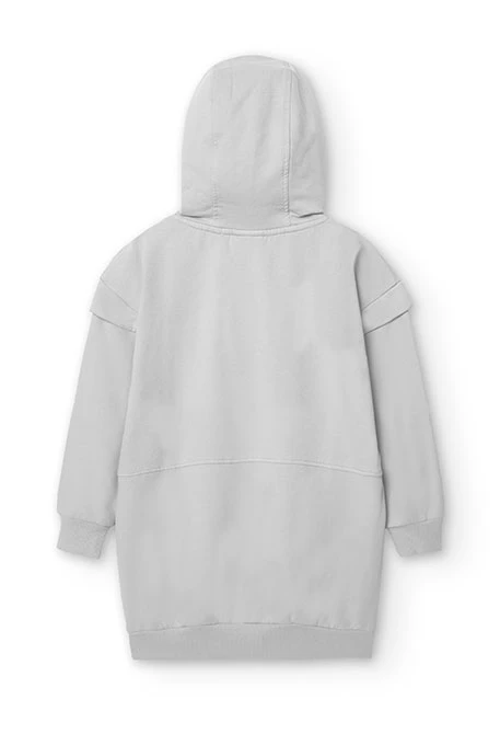 Robe à capuche en molleton gris clair pour fille