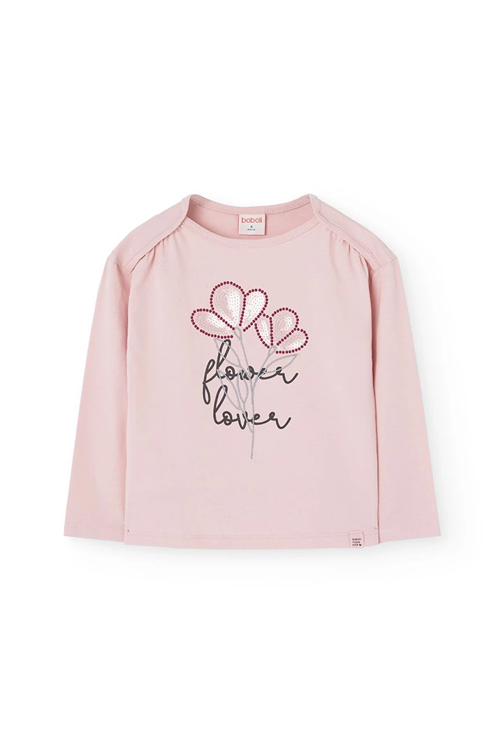 Maglietta a maglia per bambina in rosa