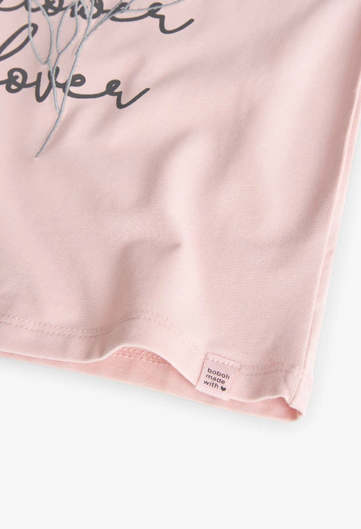 Maglietta a maglia per bambina in rosa