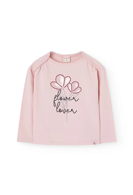 Camiseta de punto para niña en rosa