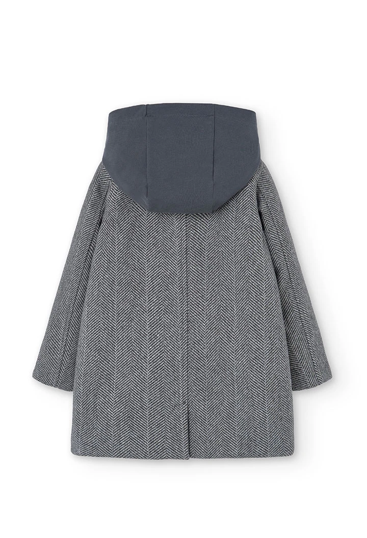 Manteau en tissu à chevrons pour fille, gris