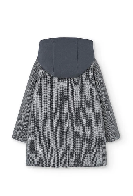 Herringbone cloth coat for girls in grey