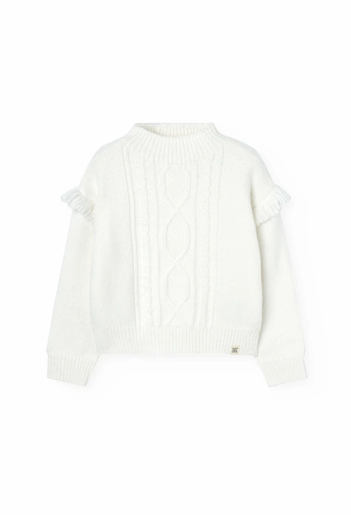 Maglione in tricot per bambina in bianco