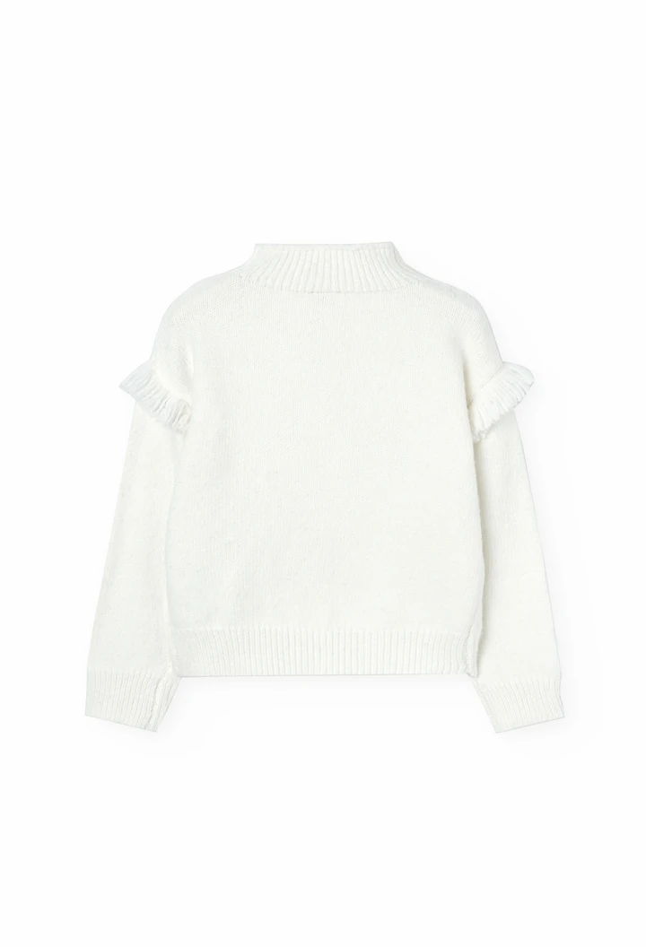 Maglione in tricot per bambina in bianco