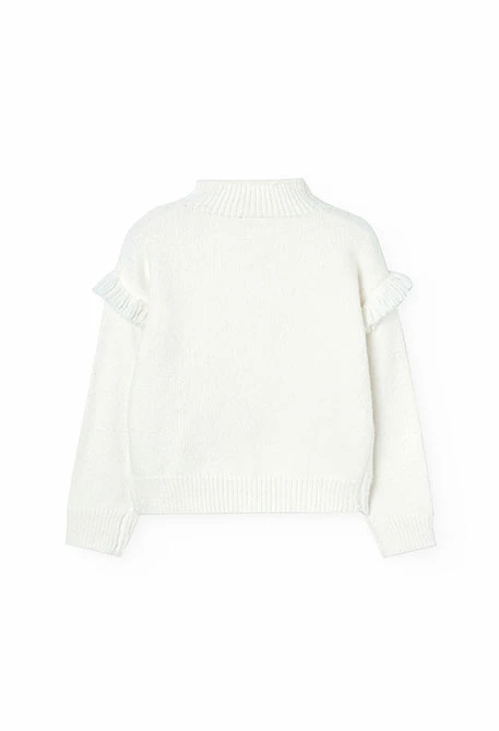 Maglione in tricot per bambina in bianco