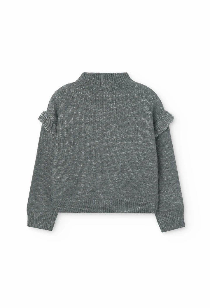 Maglione in tricot per bambina in grigio scuro