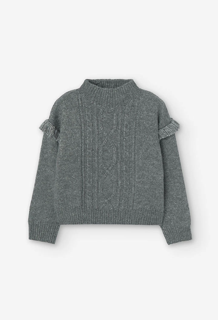 Maglione in tricot per bambina in grigio scuro