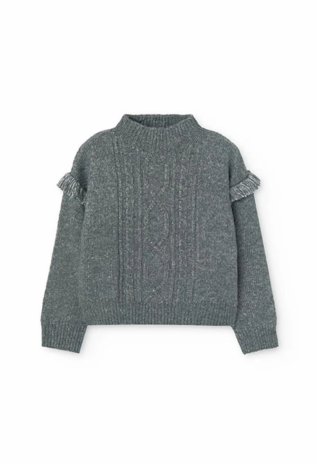 Maglione in tricot per bambina in grigio scuro