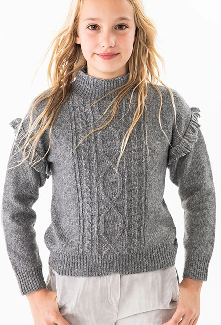 Maglione in tricot per bambina in grigio scuro