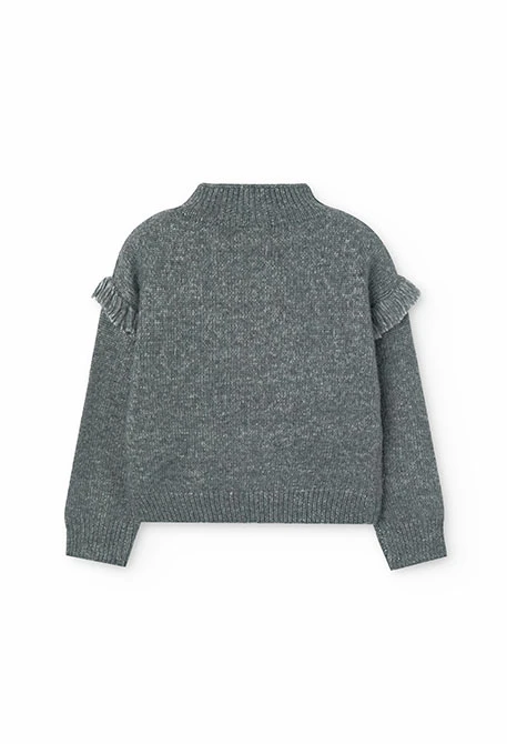 Maglione in tricot per bambina in grigio scuro