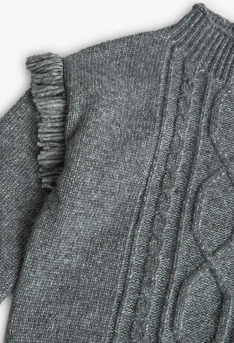 Maglione in tricot per bambina in grigio scuro