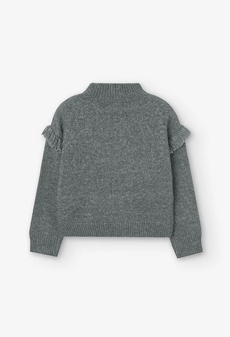 Maglione in tricot per bambina in grigio scuro