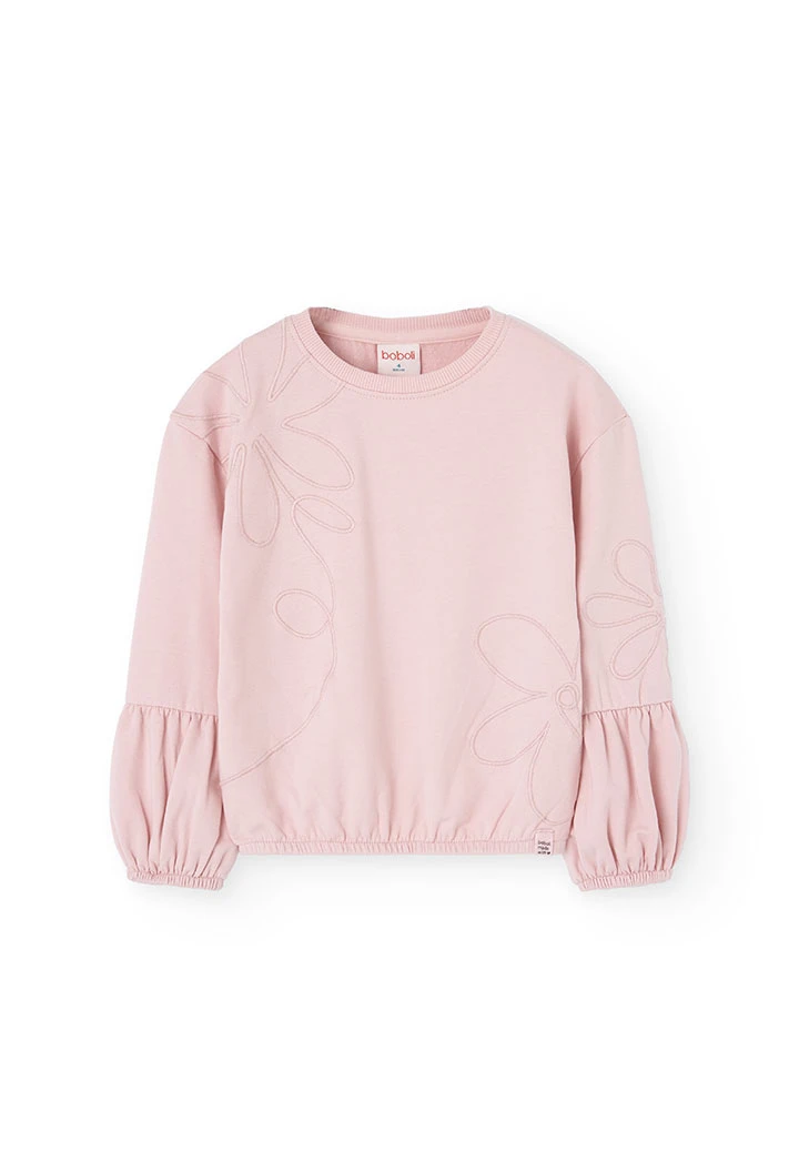 Sweat-shirt en molleton pour fille en rose