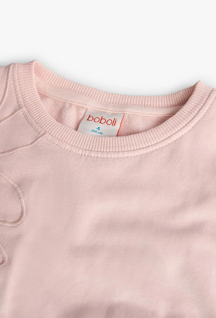 Sweat-shirt en molleton pour fille en rose